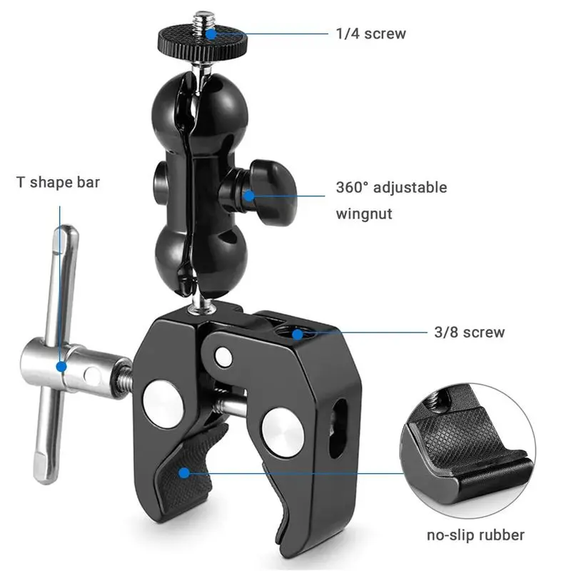 MagicLine Multi-Functional Crab-Shaped Clamp with Ballhead Magic Arm
