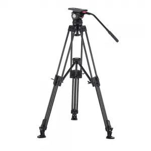 Carbon Fiber Broadcast Cameras Tripod System With Mid-Level Spreader