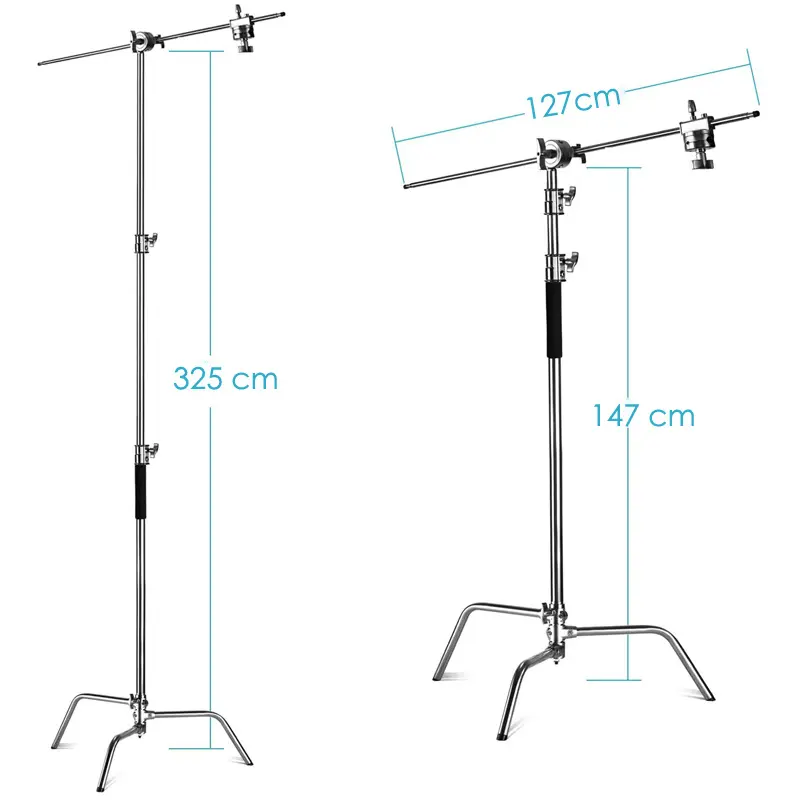 MagicLine 325CM Stainless Steel C Stand with Boom Arm