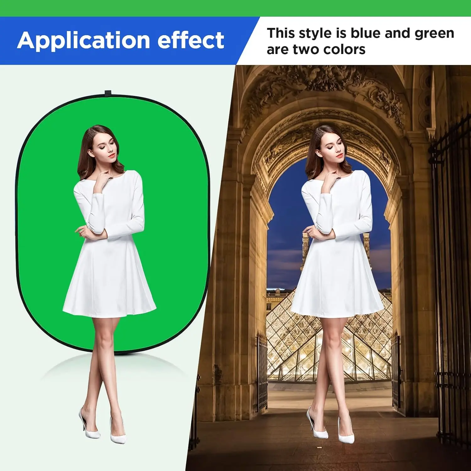 MagicLine  Foldable 5x7ft Chromakey Blue&Green Screen 2 in 1 Pop Up Collapsible Backdrop