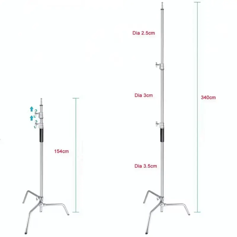 MagicLine Studio Heavy Duty Stainless Steel Light C Stand