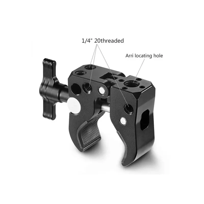 MagicLine Super Clamp with Two 1/4″ Threaded Holes and One Arri Locating Hole (ARRI Style Threads 3)