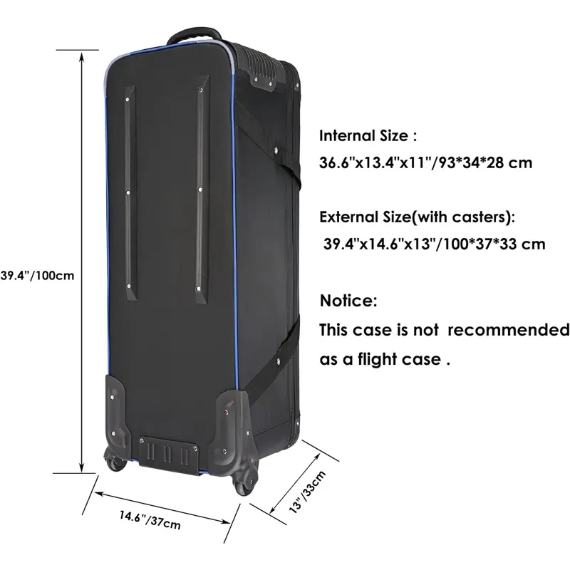 MagicLine 39″/100cm Rolling Camera Case Bag  (Blue Fashion)