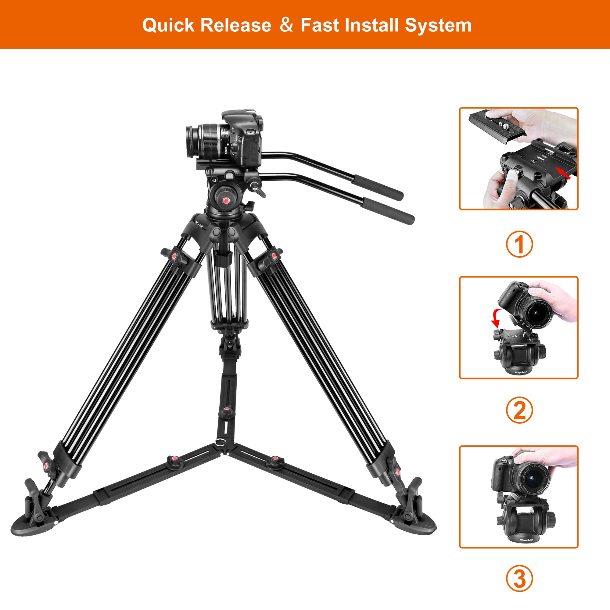 68.7 inch Heavy Duty Camcorder Tripod With Ground Spreader detail (8)