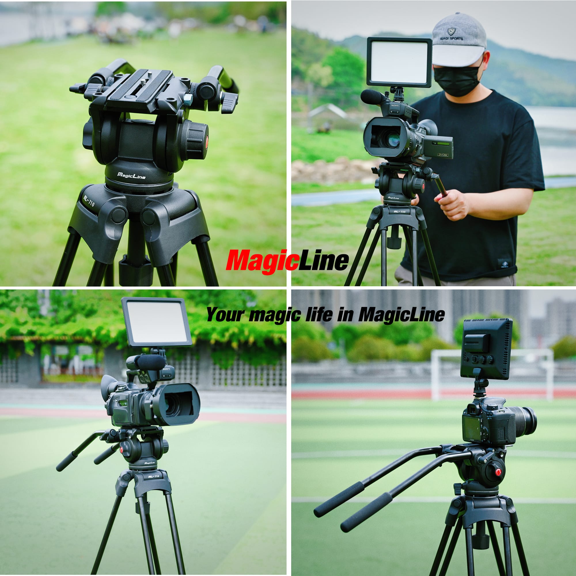 65.7 inch Heavy Duty Rubber Feet Video Camera Tripod detai (3)