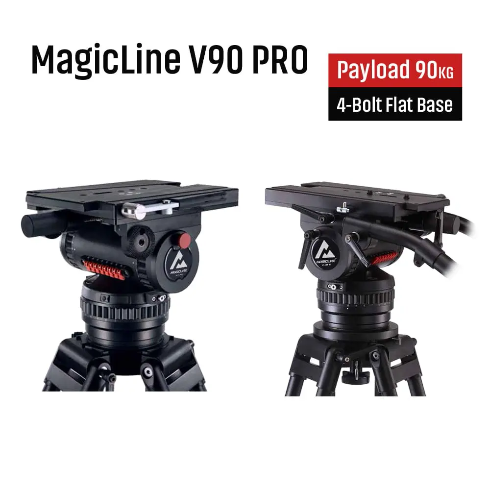 V90 Heavy-Duty Cine TV Tripod Kit with 4-Bolt Flat Base