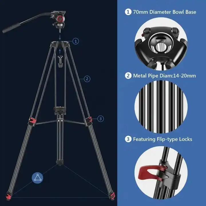 Aluminum Live Streaming Photographic Camera Tripod Stand