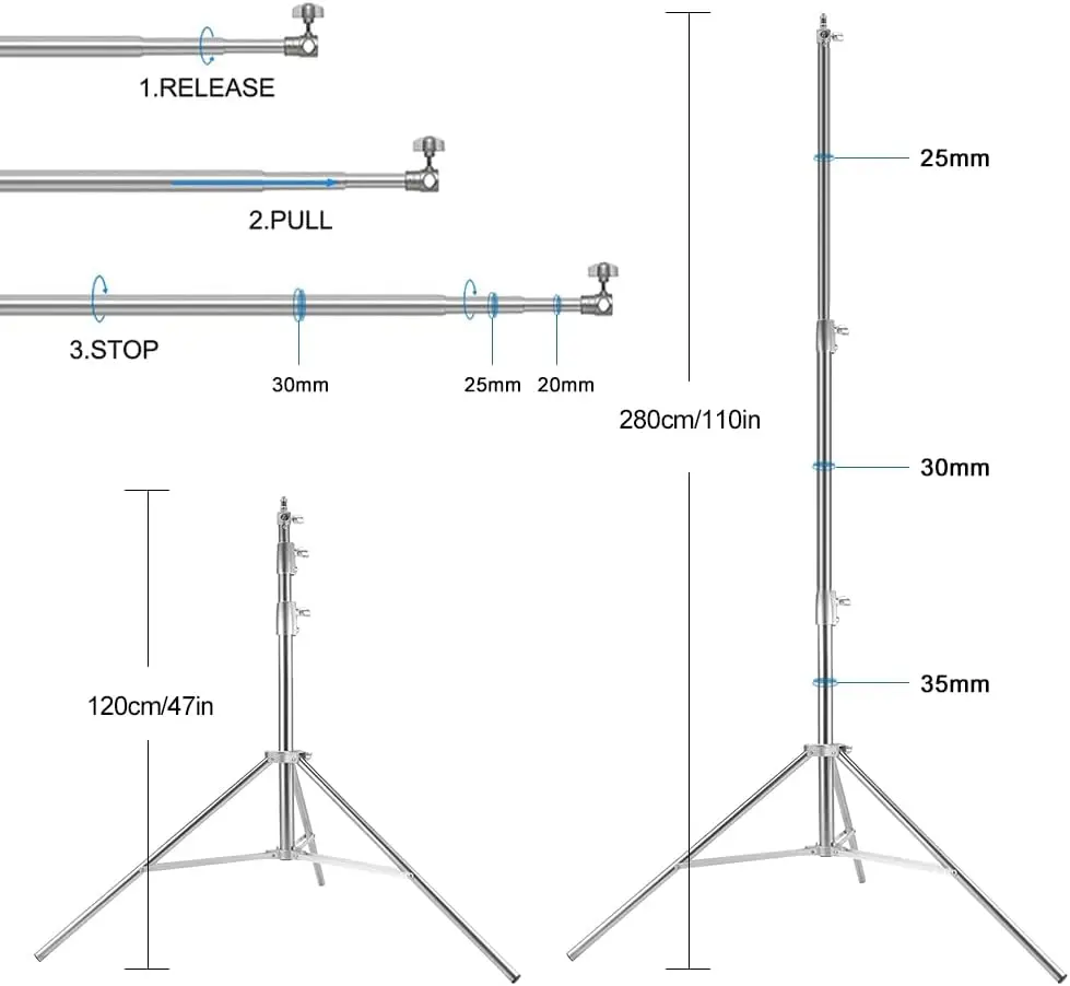 MagicLine Stainless Steel Backdrop Stand 9.5ftx10ft Photo Stand