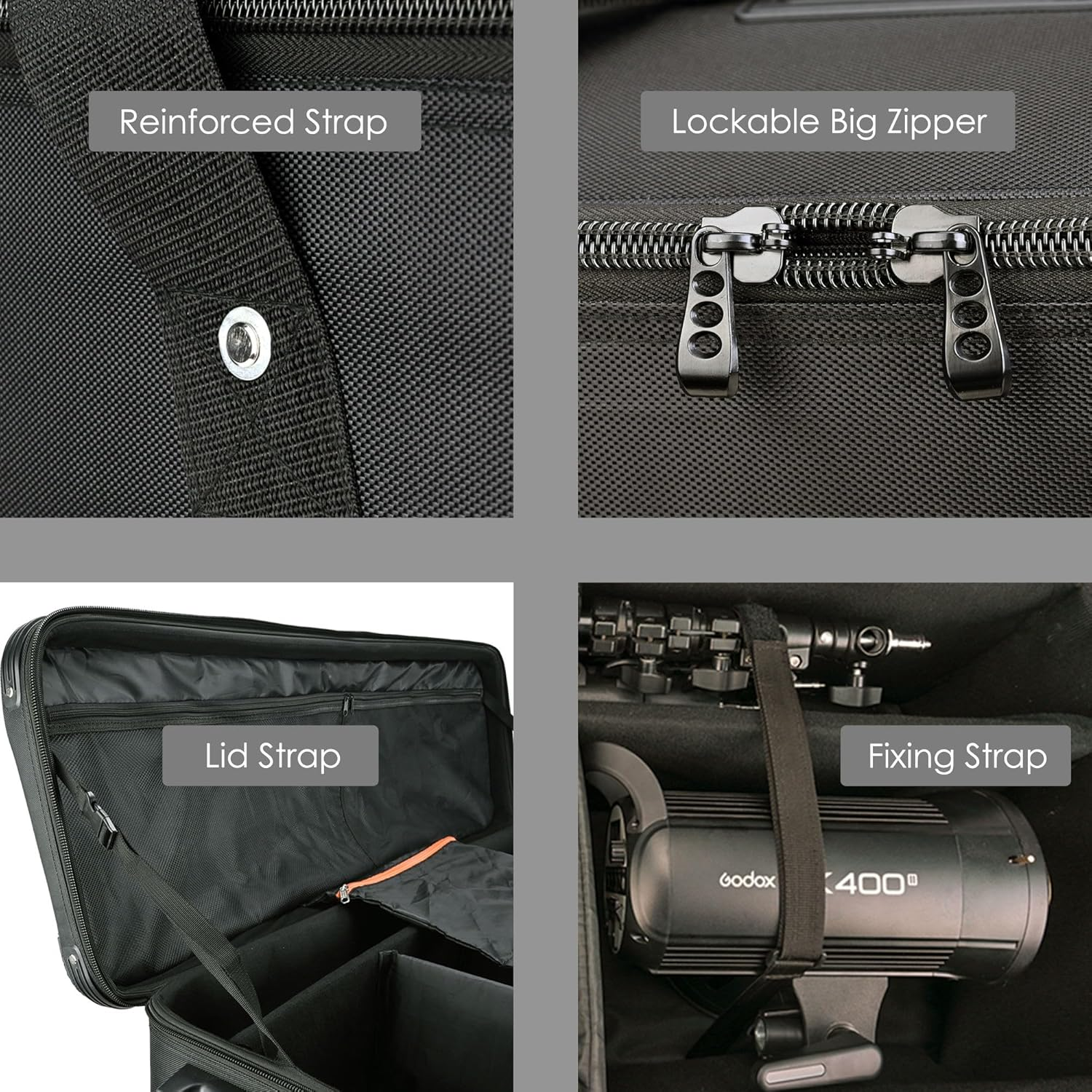 Light Kit Roller Bag 47.2x15x13 inch(Black)