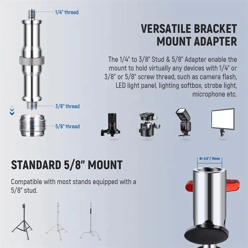 MagicLine Heavy Duty Light Stand Head Adapter Double Ball Joint Adapter