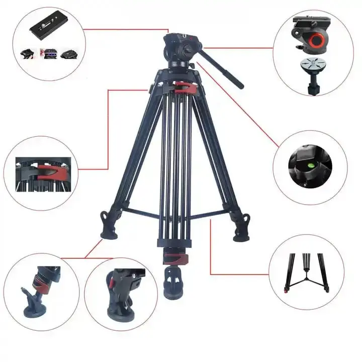 Ultimate Professional Video Tripod Kit With Non-slip Horse Leg