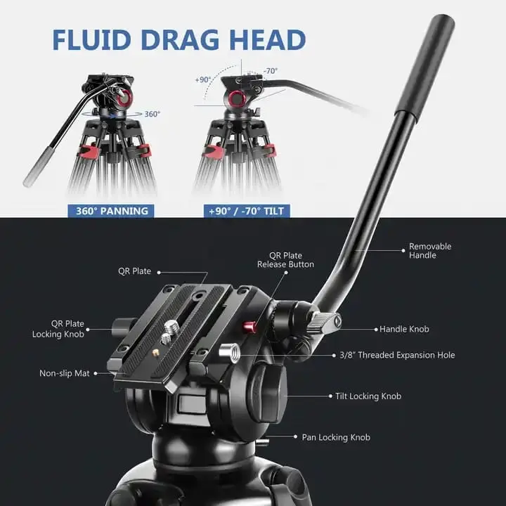 180cm Stable and Versatile Camera Tripod with Ground-Level Extender Kit