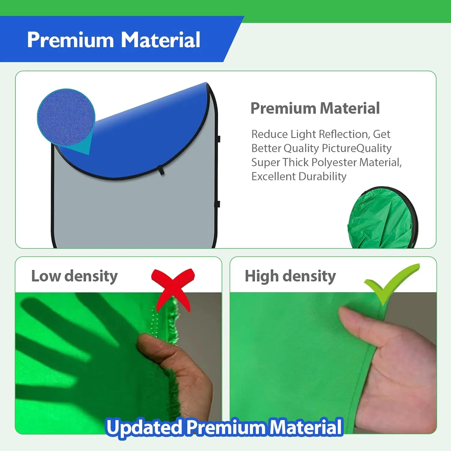 MagicLine  Foldable 5x7ft Chromakey Blue&Green Screen 2 in 1 Pop Up Collapsible Backdrop