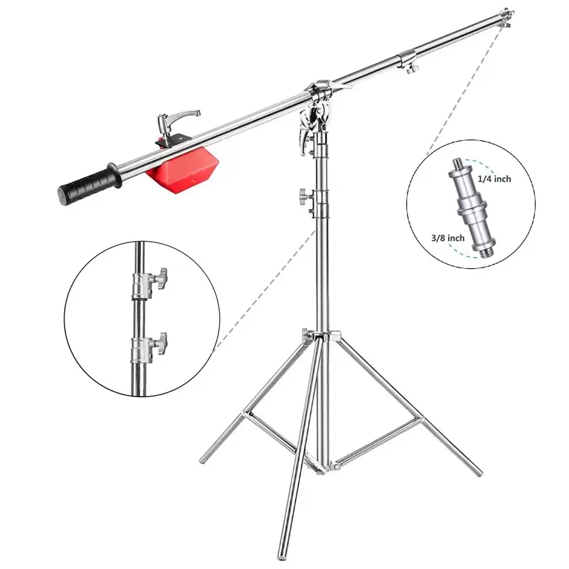 MagicLine Stainless Steel Boom Light Stand With Holding Arm Counter Weight