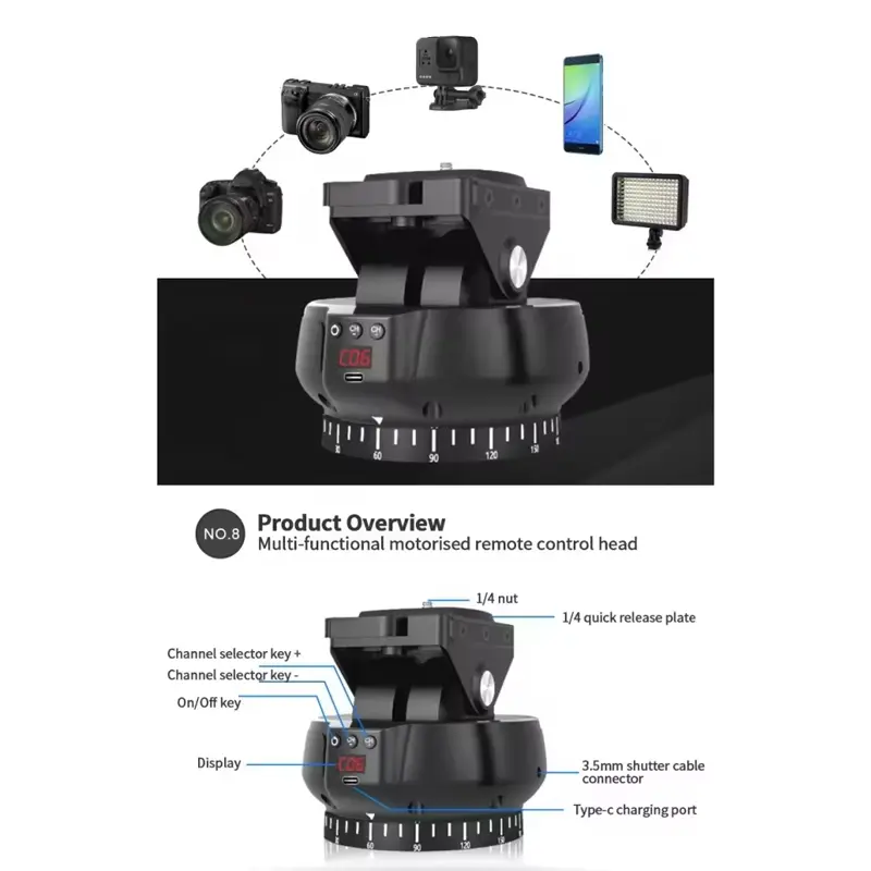 MagicLine Motorized Rotating Panoramic Head Remote Control Pan Tilt Head